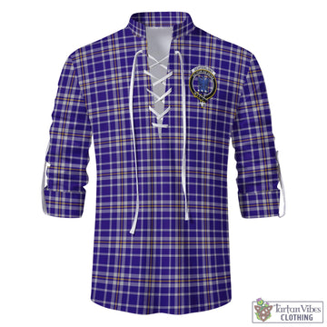 Ochterlony Tartan Men's Scottish Traditional Jacobite Ghillie Kilt Shirt with Family Crest - Tartan Vibes Clothing