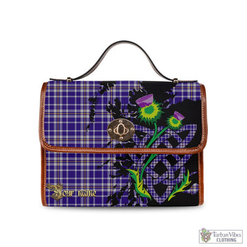 Ochterlony Tartan Waterproof Canvas Bag with Scotland Map and Thistle Celtic Accents