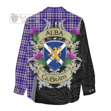 Ochterlony Tartan Family Crest Women's Casual Shirt Lion Rampant Royal Thistle Shield Celtic Inspired - Tartan Vibes Clothing