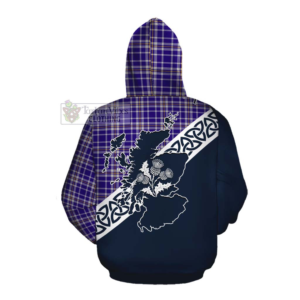 Ochterlony Tartan Cotton Hoodie Featuring Thistle and Scotland Map Pullover Hoodie - Tartan Vibes Clothing