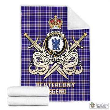 Ochterlony Tartan Blanket with Clan Crest and the Golden Sword of Courageous Legacy - Tartan Vibes Clothing