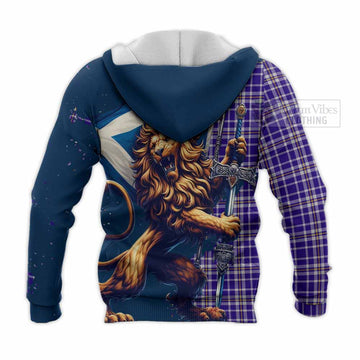 Ochterlony Tartan Family Crest Knitted Hoodie with Scottish Majestic Lion - Tartan Vibes Clothing
