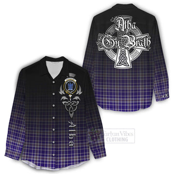Ochterlony Tartan Women's Casual Shirt Featuring Alba Gu Brath Family Crest Celtic Inspired - Tartan Vibes Clothing