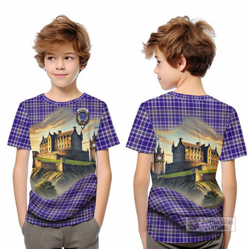 Ochterlony Tartan Family Crest Kid T-Shirt with Scottish Ancient Castle Style - Tartan Vibes Clothing