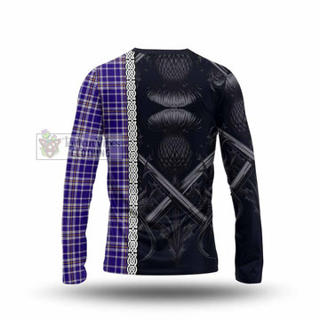 Ochterlony Tartan Long Sleeve T-Shirt with Family Crest Cross Sword Thistle Celtic Vibes - Tartan Vibes Clothing