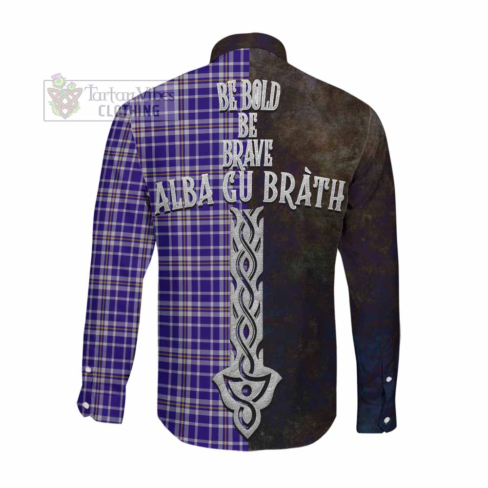 Ochterlony Tartan Family Crest Long Sleeve Button Shirt Alba Gu Brath Be Brave Lion Ancient Style Men's Shirt - Tartan Vibes Clothing
