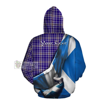 Ochterlony Tartan Cotton Hoodie with Family Crest Scotland Patriotic Style Pullover Hoodie - Tartan Vibes Clothing