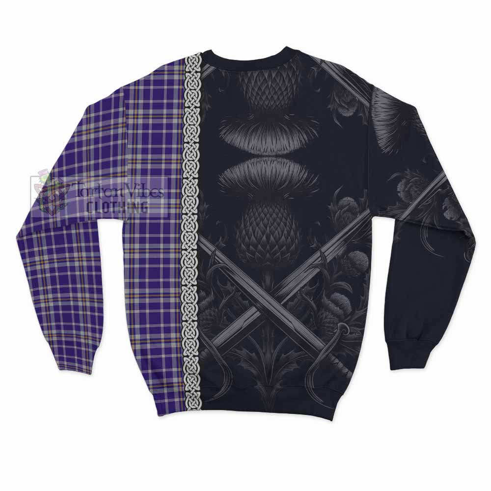 Ochterlony Tartan Sweatshirt with Family Crest Cross Sword Thistle Celtic Vibes - Tartan Vibes Clothing