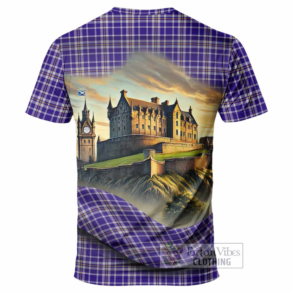 Ochterlony Tartan Family Crest T-Shirt with Scottish Ancient Castle Style - Tartan Vibes Clothing