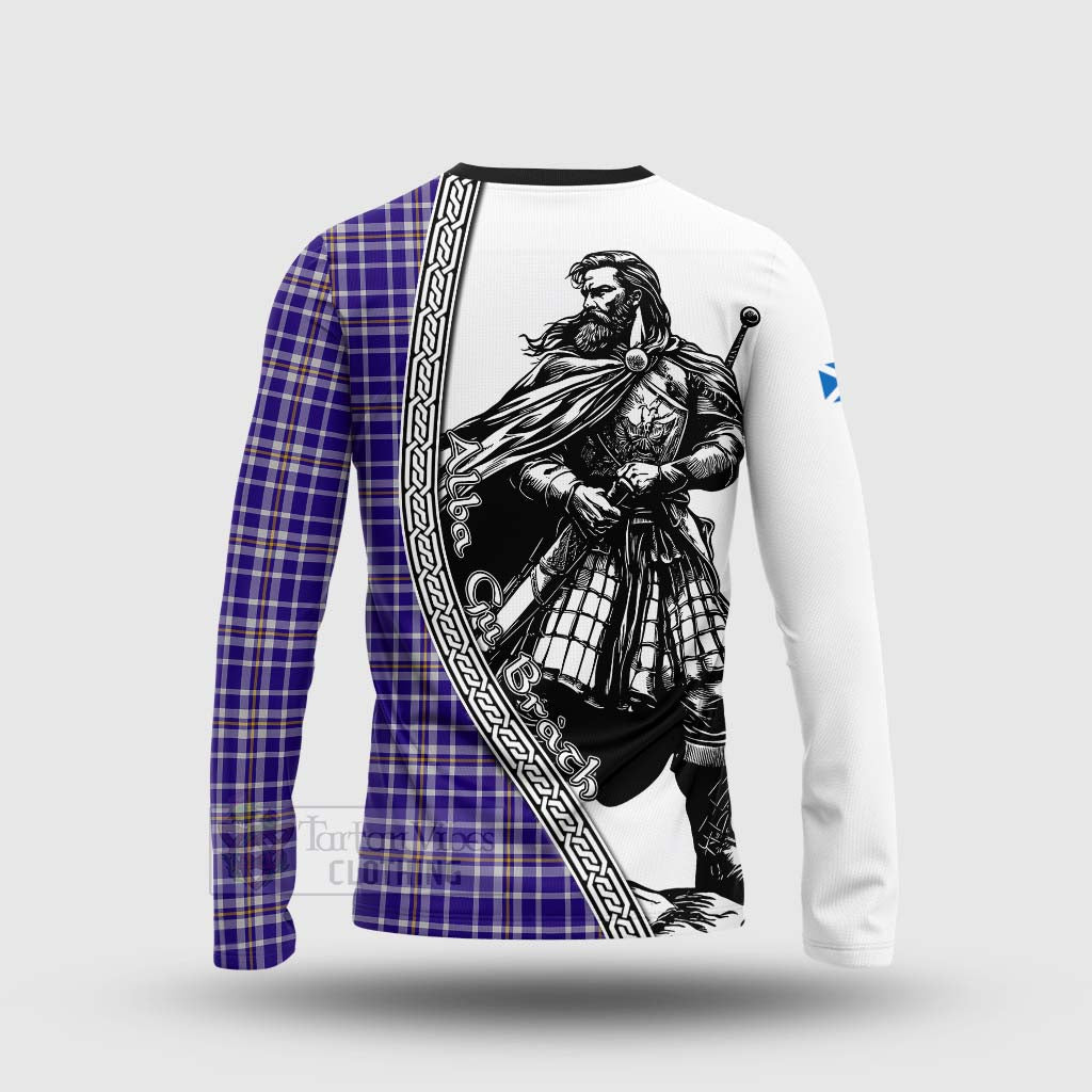 Ochterlony Tartan Clan Crest Long Sleeve T-Shirt with Highlander Warrior Celtic Style - Tartan Vibes Clothing