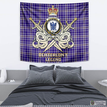 Ochterlony Tartan Tapestry with Clan Crest and the Golden Sword of Courageous Legacy - Tartan Vibes Clothing