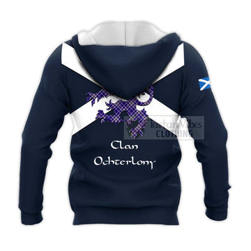 Ochterlony Tartan Lion Rampant Knitted Hoodie Proudly Display Your Heritage with Alba Gu Brath and Clan Name - Tartan Vibes Clothing