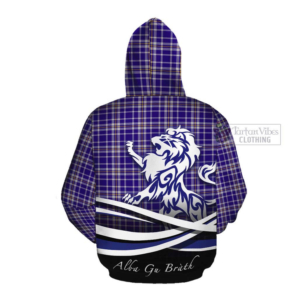 Ochterlony Tartan Cotton Hoodie with Alba Gu Brath Regal Lion Emblem Pullover Hoodie - Tartan Vibes Clothing