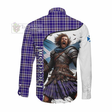Tartan Vibes Clothing Ochterlony Crest Tartan Long Sleeve Button Shirt Inspired by the Freedom of Scottish Warrior