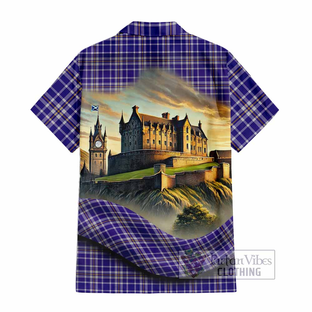 Ochterlony Tartan Family Crest Hawaiian Shirt with Scottish Ancient Castle Style - Tartan Vibes Clothing