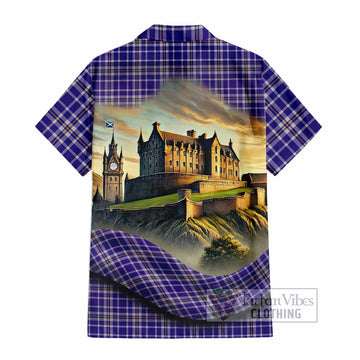 Ochterlony Tartan Family Crest Hawaiian Shirt with Scottish Ancient Castle Style - Tartan Vibes Clothing