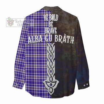 Ochterlony Tartan Family Crest Women's Casual Shirt Alba Gu Brath Be Brave Lion Ancient Style - Tartan Vibes Clothing