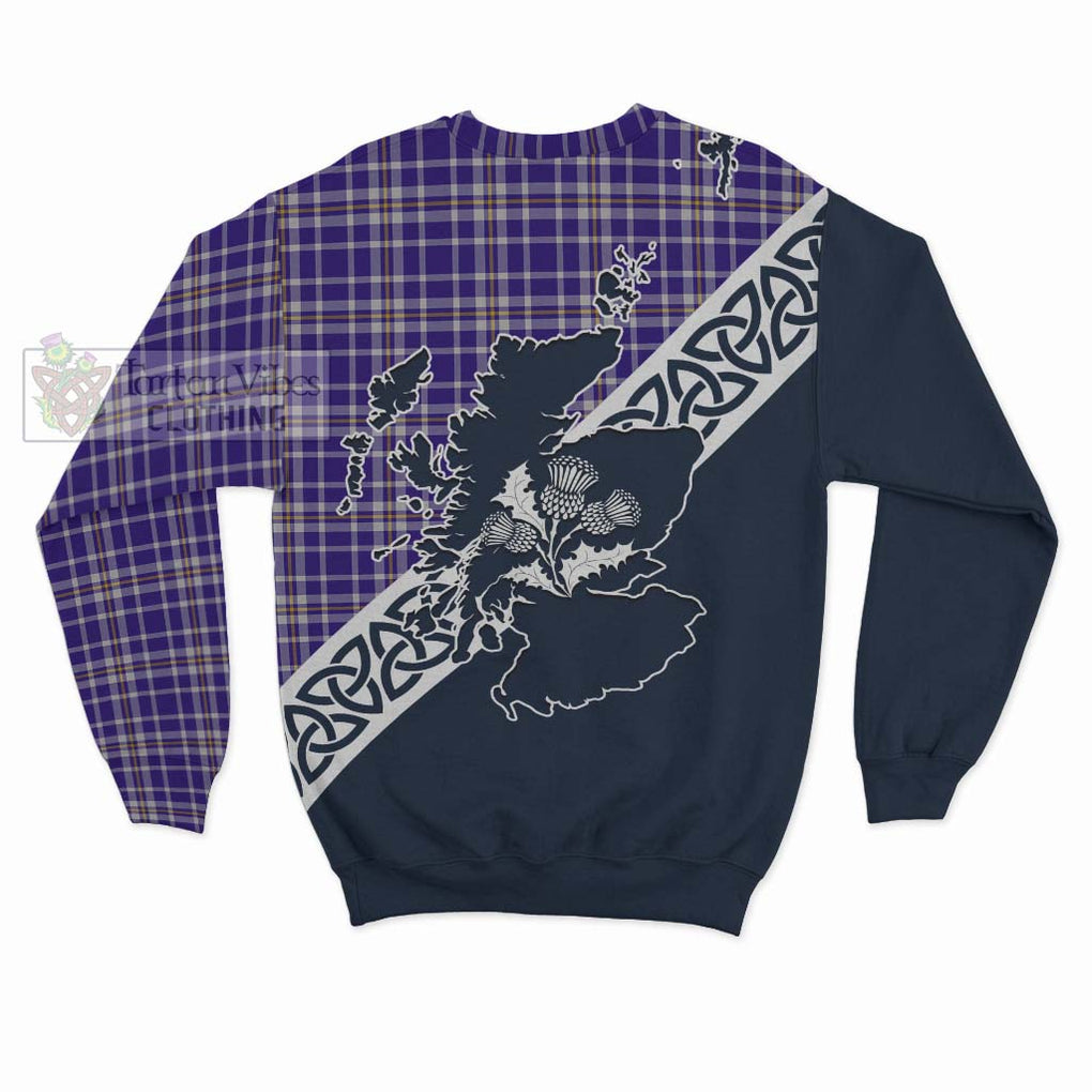 Ochterlony Tartan Sweatshirt Featuring Thistle and Scotland Map - Tartan Vibes Clothing