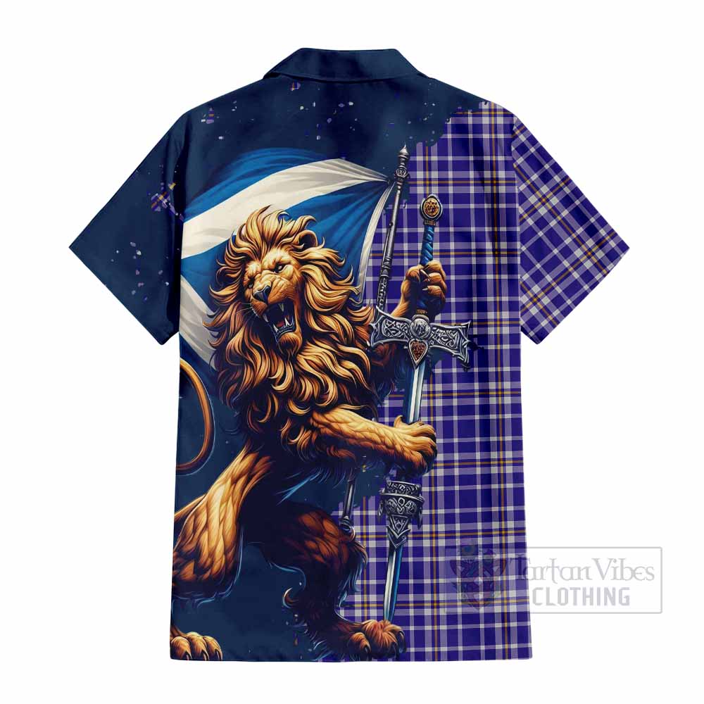 Ochterlony Tartan Family Crest Hawaiian Shirt with Scottish Majestic Lion - Tartan Vibes Clothing