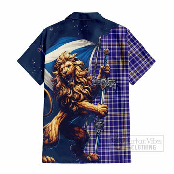 Ochterlony Tartan Family Crest Hawaiian Shirt with Scottish Majestic Lion - Tartan Vibes Clothing