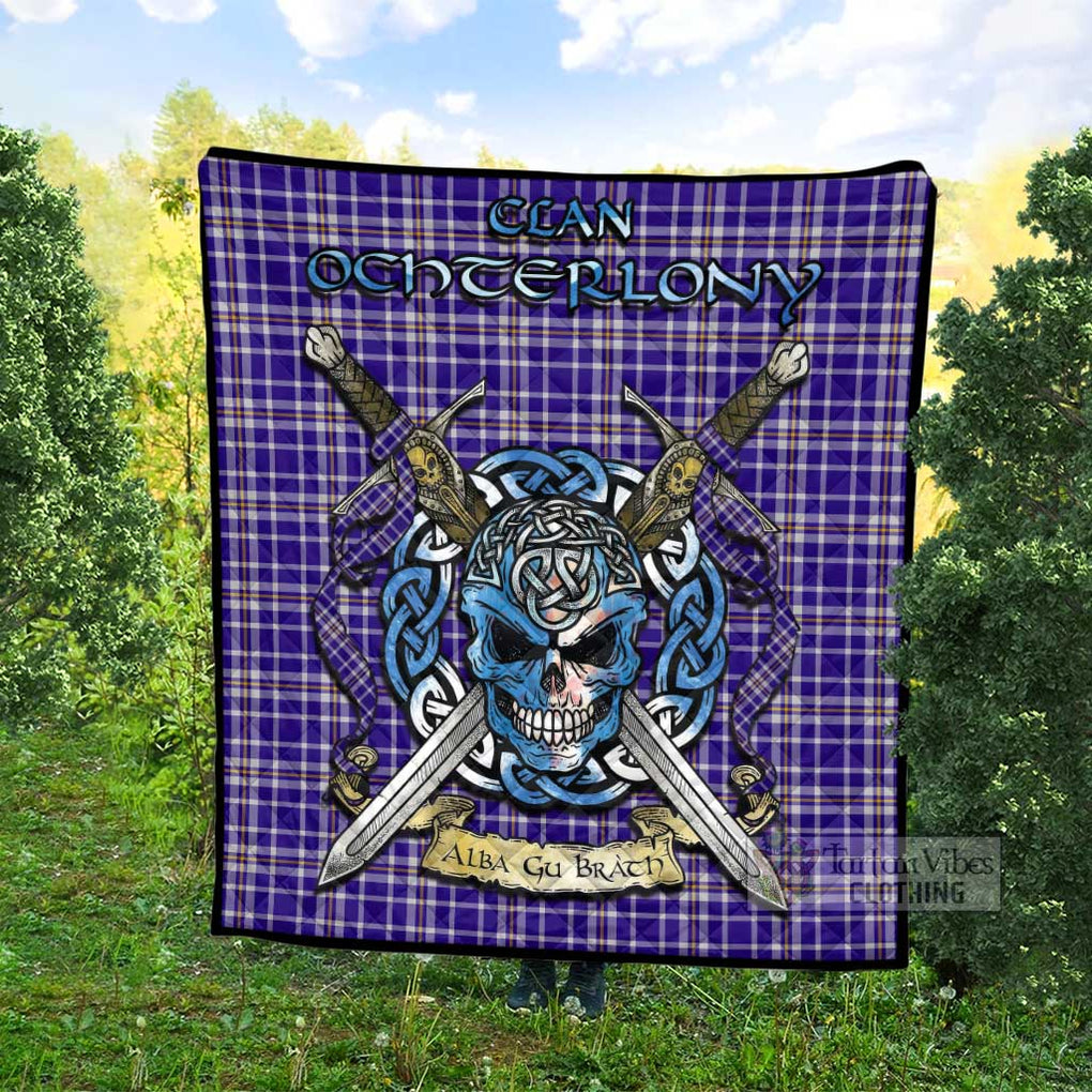 Ochterlony Tartan Quilt with Celtic Skull Alba Gu Brath Style - Tartan Vibes Clothing
