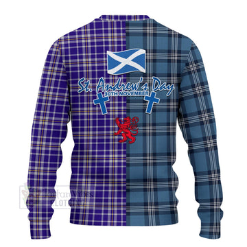 Ochterlony Tartan Knitted Sweater Happy St. Andrew's Day Half Tartan Style - Tartan Vibes Clothing