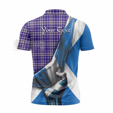 Ochterlony Tartan Zipper Polo Shirt with Family Crest Scotland Patriotic Style - Tartan Vibes Clothing