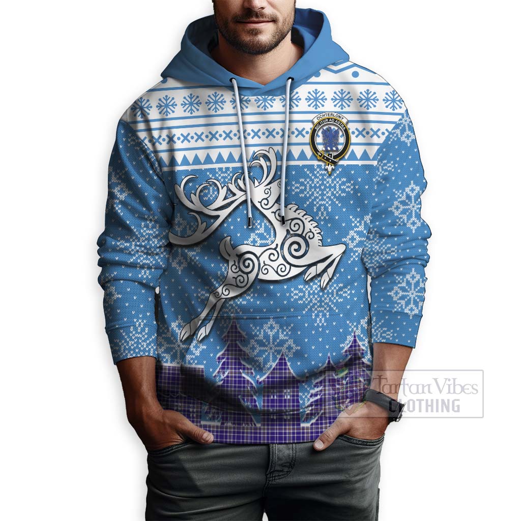 Ochterlony Clan Christmas Hoodie Celtic Reindeer Style - Tartan Vibes Clothing