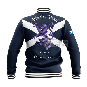 Ochterlony Tartan Lion Rampant Baseball Jacket Proudly Display Your Heritage with Alba Gu Brath and Clan Name - Tartan Vibes Clothing