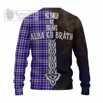 Tartan Vibes Clothing Ochterlony Tartan Family Crest Knitted Sweater Alba Gu Brath Be Brave Lion Ancient Style