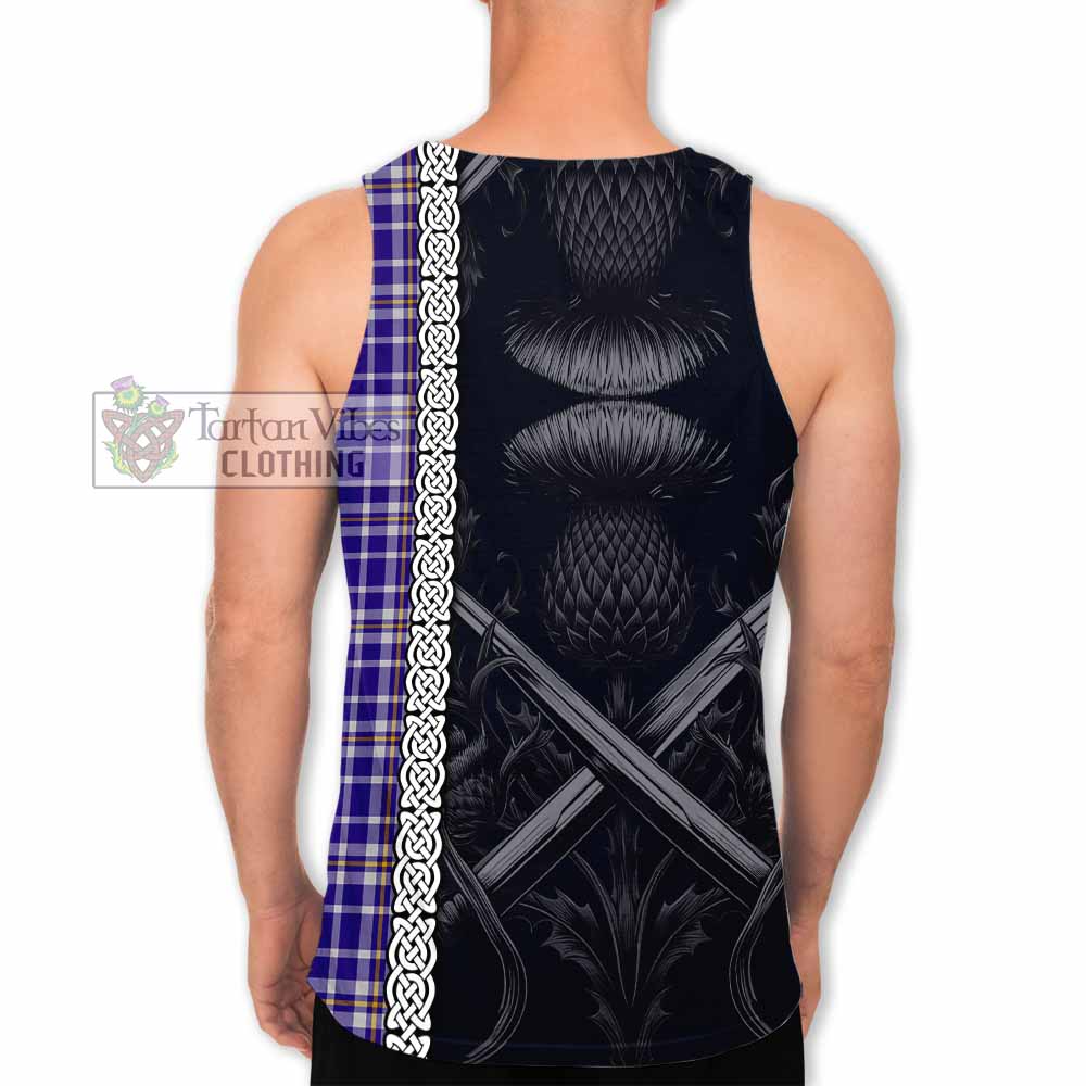 Ochterlony Tartan Men's Tank Top with Family Crest Cross Sword Thistle Celtic Vibes - Tartan Vibes Clothing
