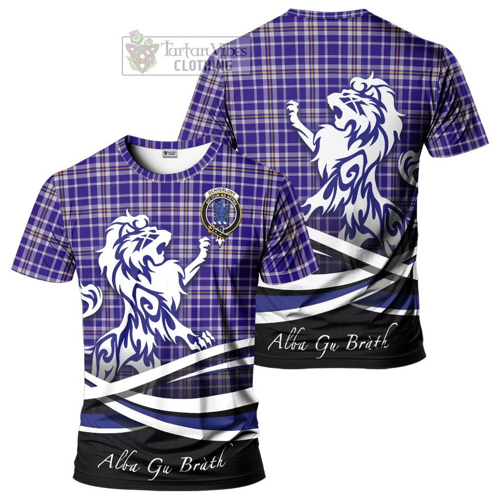 Ochterlony Tartan Cotton T-shirt with Alba Gu Brath Regal Lion Emblem Women's Shirt - Tartan Vibes Clothing