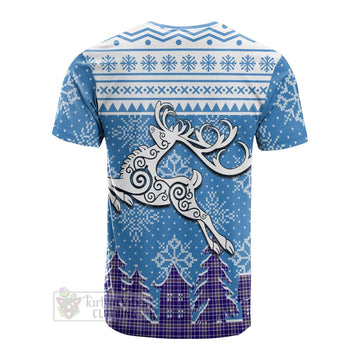 Ochterlony Clan Christmas Cotton T-shirt Celtic Reindeer Style