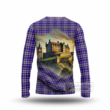 Ochterlony Tartan Family Crest Long Sleeve T-Shirt with Scottish Ancient Castle Style - Tartan Vibes Clothing