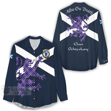 Ochterlony Tartan Lion Rampant Women's Casual Shirt Proudly Display Your Heritage with Alba Gu Brath and Clan Name - Tartan Vibes Clothing