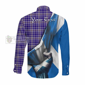Ochterlony Tartan Long Sleeve Button Shirt with Family Crest Scotland Patriotic Style Men's Shirt - Tartan Vibes Clothing
