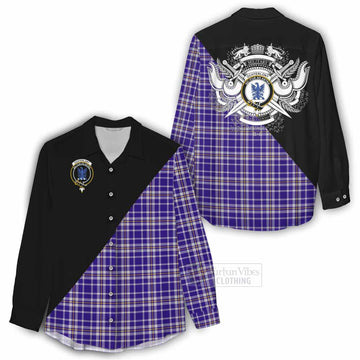 Ochterlony Tartan Women's Casual Shirt with Family Crest and Military Logo Style - Tartan Vibes Clothing