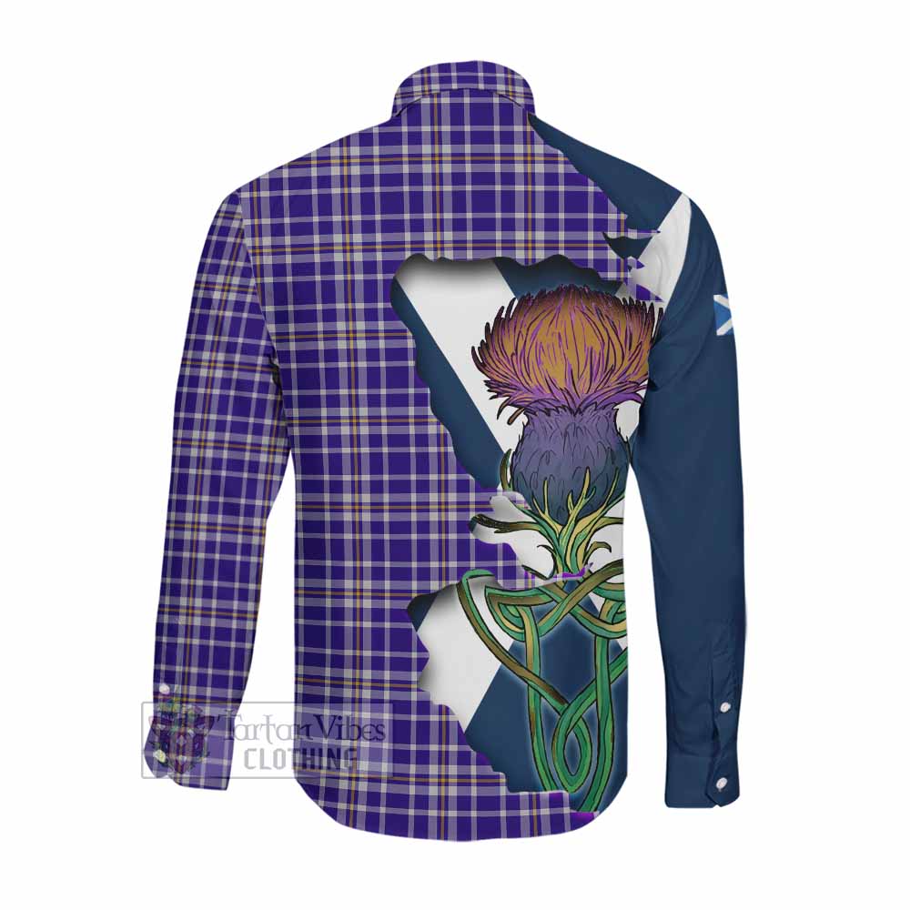 Ochterlony Tartan Family Crest Long Sleeve Button Shirt Scottish Thistle Celtic Inspired Men's Shirt - Tartan Vibes Clothing