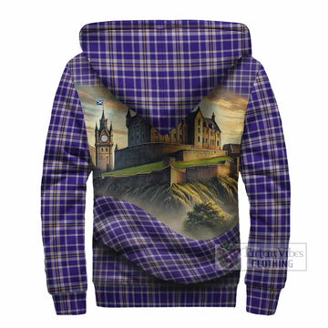 Ochterlony Tartan Family Crest Sherpa Hoodie with Scottish Ancient Castle Style - Tartan Vibes Clothing