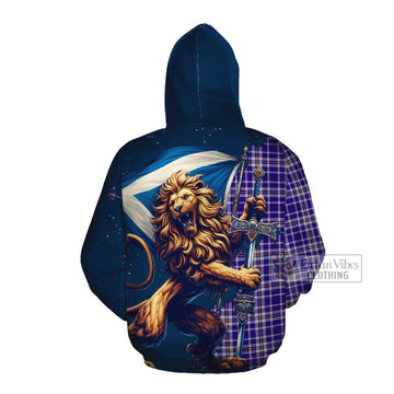 Ochterlony Tartan Family Crest Cotton Hoodie with Scottish Majestic Lion Pullover Hoodie - Tartan Vibes Clothing