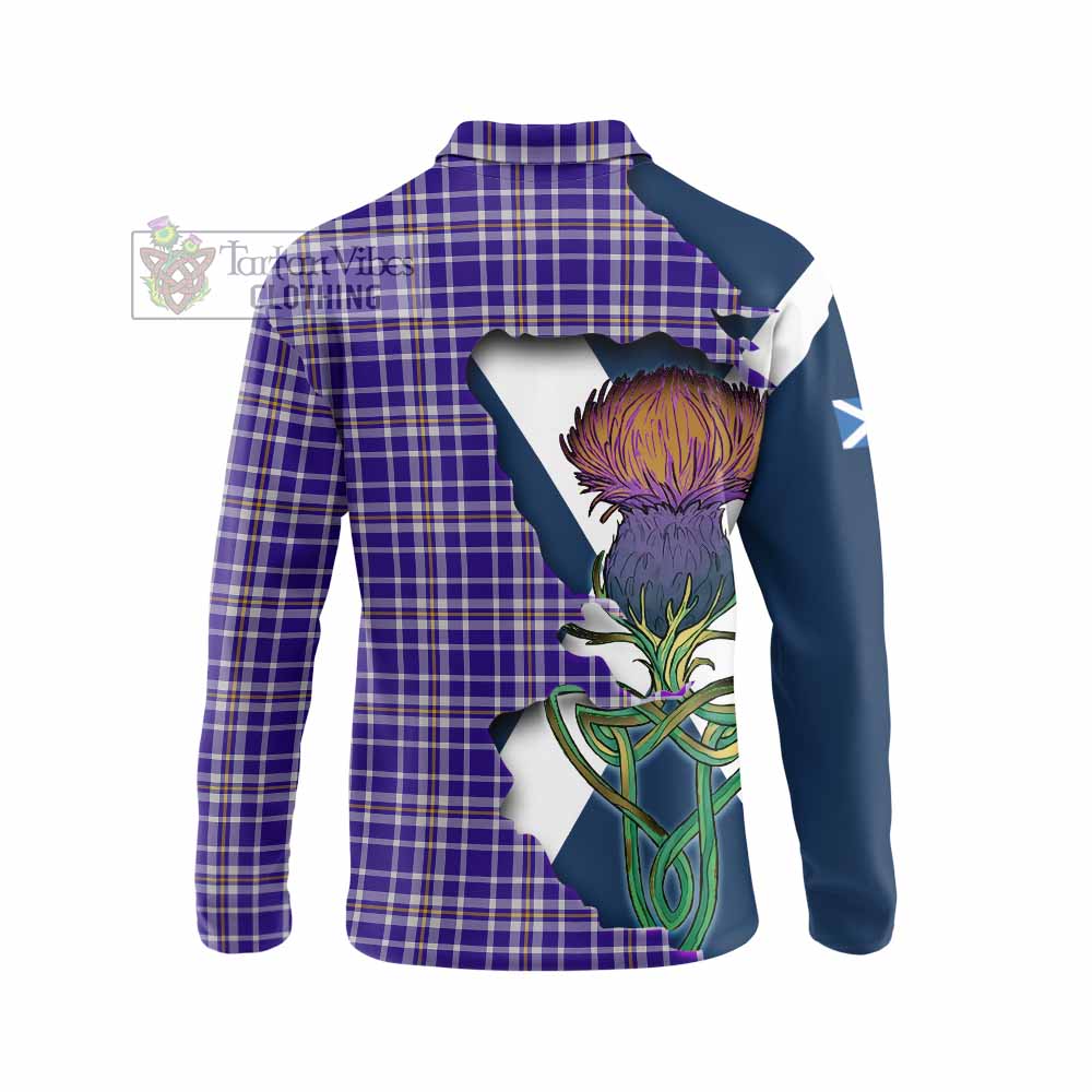Ochterlony Tartan Family Crest Long Sleeve Polo Shirt Scottish Thistle Celtic Inspired - Tartan Vibes Clothing