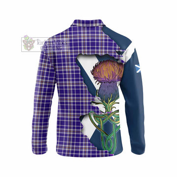 Ochterlony Tartan Family Crest Long Sleeve Polo Shirt Scottish Thistle Celtic Inspired - Tartan Vibes Clothing