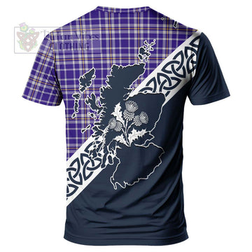 Ochterlony Tartan T-Shirt Featuring Thistle and Scotland Map