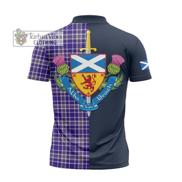 Ochterlony Tartan Zipper Polo Shirt Alba with Scottish Lion Royal Arm Half Style - Tartan Vibes Clothing