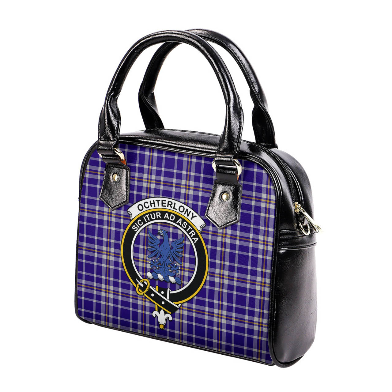 Ochterlony Tartan Shoulder Handbags with Family Crest - Tartan Vibes Clothing