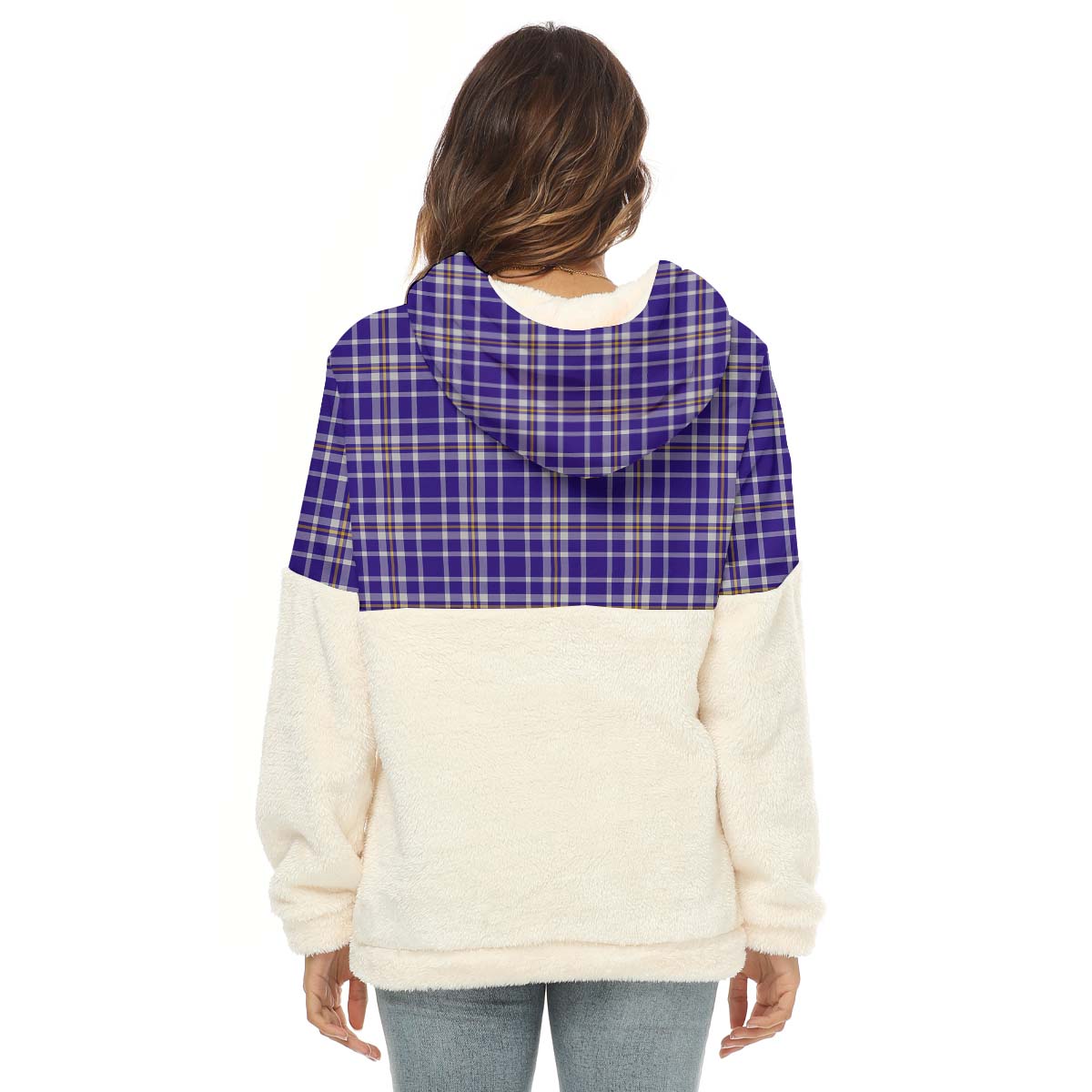 Ochterlony Tartan Half Style Women's Borg Fleece Hoodie with Half Zip - Tartan Vibes Clothing