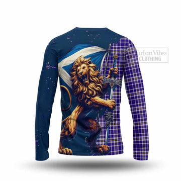 Ochterlony Tartan Family Crest Long Sleeve T-Shirt with Scottish Majestic Lion - Tartan Vibes Clothing