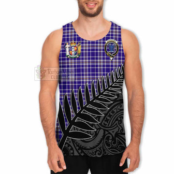 Ochterlony Crest Tartan Men's Tank Top with New Zealand Silver Fern Half Style - Tartan Vibes Clothing