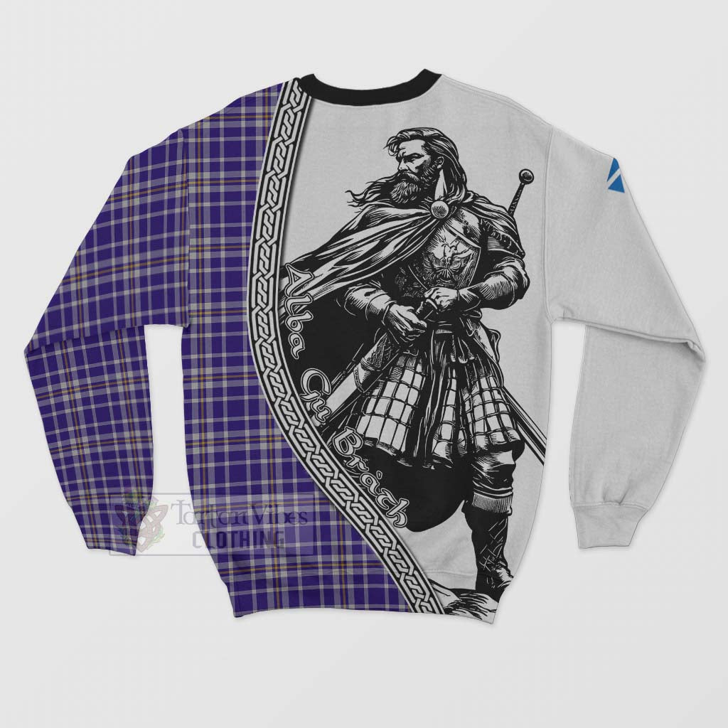 Ochterlony Tartan Clan Crest Sweatshirt with Highlander Warrior Celtic Style - Tartan Vibes Clothing