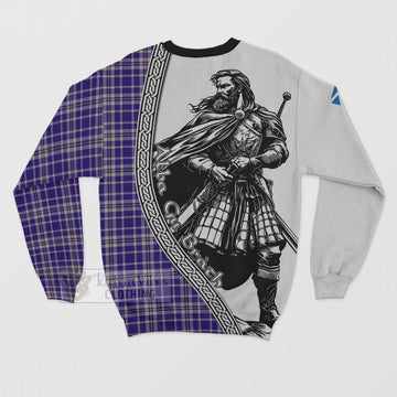 Ochterlony Tartan Clan Crest Sweatshirt with Highlander Warrior Celtic Style - Tartan Vibes Clothing